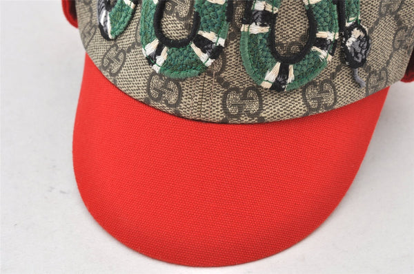 Authentic GUCCI Vintage Kids Cap GG PVC Size L Brown Red 4516K
