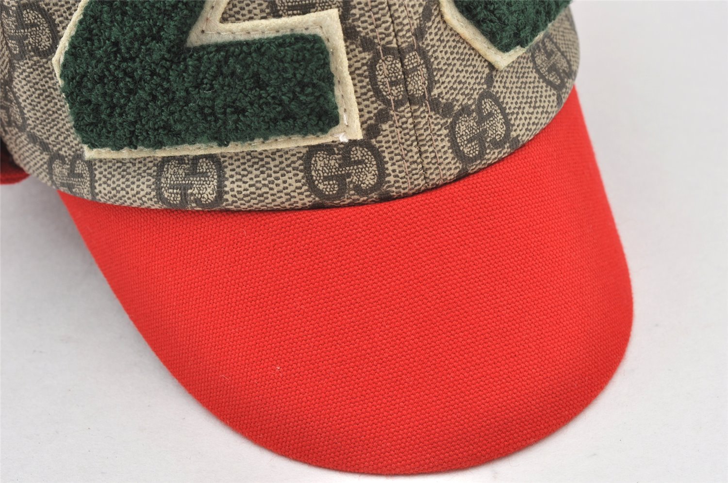 Authentic GUCCI Vintage Kids Cap GG PVC Size L Brown Red 4516K