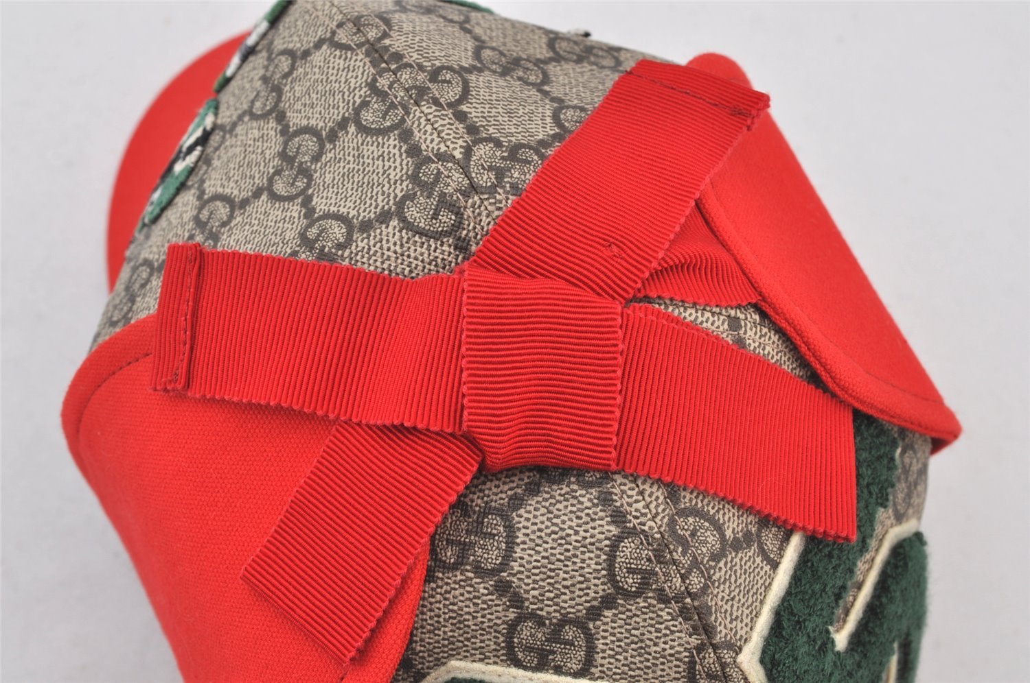 Authentic GUCCI Vintage Kids Cap GG PVC Size L Brown Red 4516K