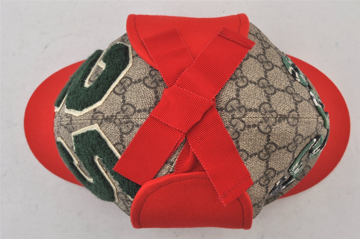 Authentic GUCCI Vintage Kids Cap GG PVC Size L Brown Red 4516K