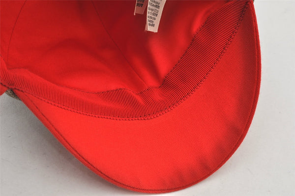 Authentic GUCCI Vintage Kids Cap GG PVC Size L Brown Red 4516K