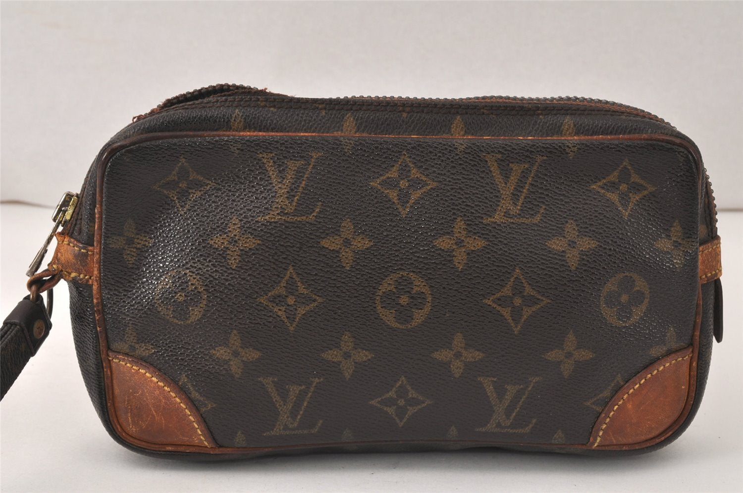 Auth Louis Vuitton Monogram Marly Dragonne PM Clutch Bag Old Model Junk 4517K