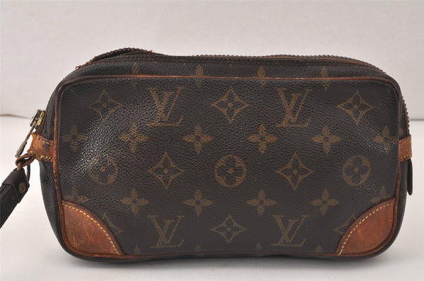 Auth Louis Vuitton Monogram Marly Dragonne PM Clutch Bag Old Model Junk 4517K