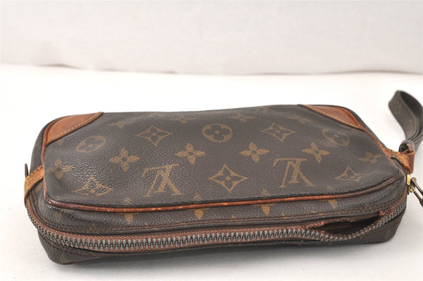 Auth Louis Vuitton Monogram Marly Dragonne PM Clutch Bag Old Model Junk 4517K