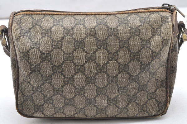 Authentic GUCCI Shoulder Cross Body Bag Purse GG PVC Leather Brown Junk 4520K