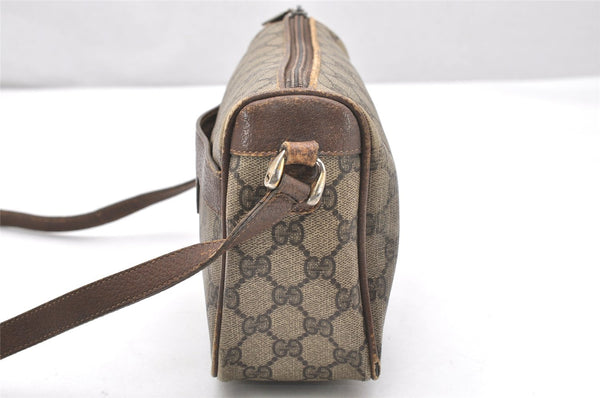 Authentic GUCCI Shoulder Cross Body Bag Purse GG PVC Leather Brown Junk 4520K