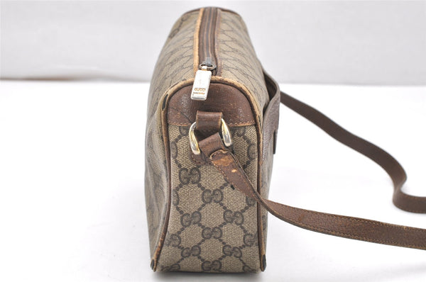 Authentic GUCCI Shoulder Cross Body Bag Purse GG PVC Leather Brown Junk 4520K