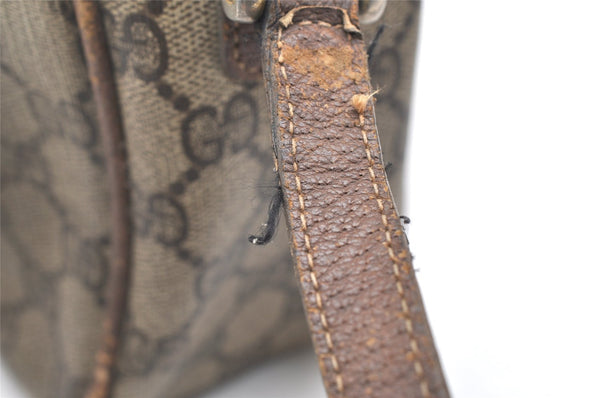 Authentic GUCCI Shoulder Cross Body Bag Purse GG PVC Leather Brown Junk 4520K
