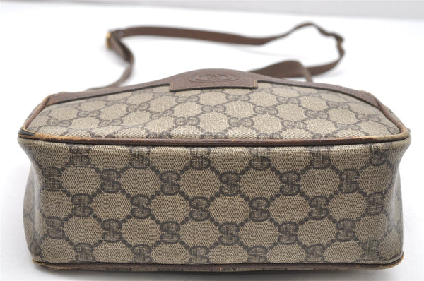 Authentic GUCCI Shoulder Cross Body Bag Purse GG PVC Leather Brown Junk 4520K