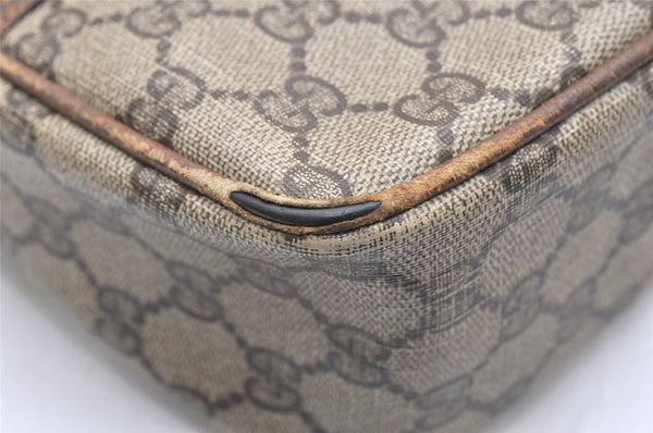 Authentic GUCCI Shoulder Cross Body Bag Purse GG PVC Leather Brown Junk 4520K