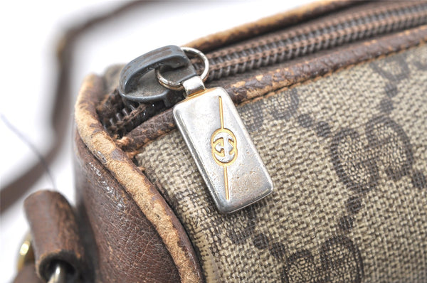 Authentic GUCCI Shoulder Cross Body Bag Purse GG PVC Leather Brown Junk 4520K