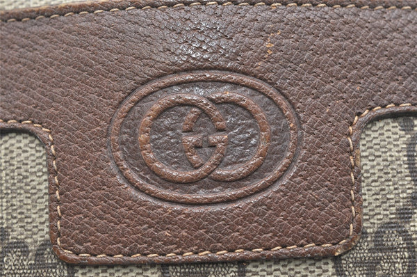 Authentic GUCCI Shoulder Cross Body Bag Purse GG PVC Leather Brown Junk 4520K
