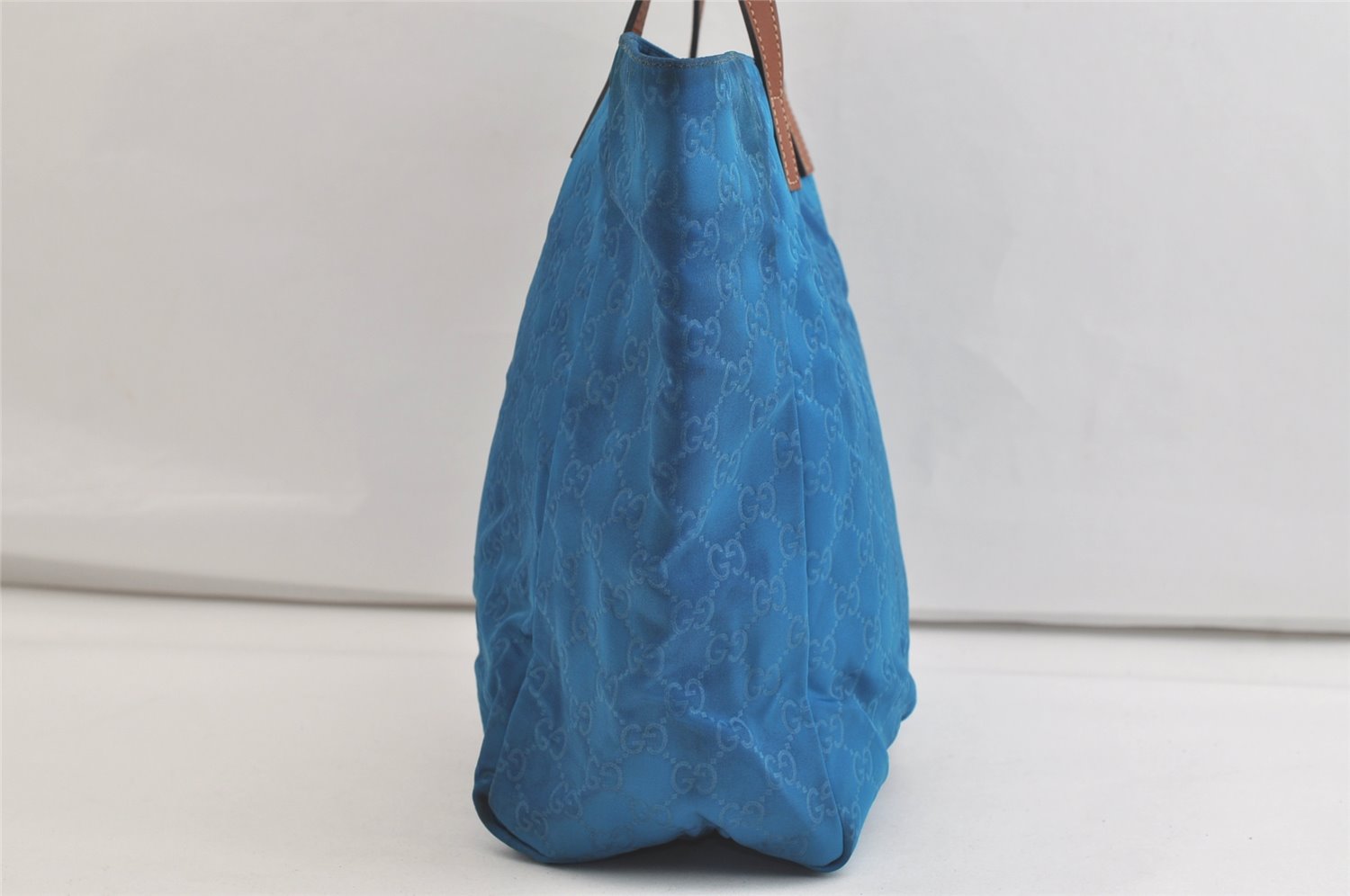 Authentic GUCCI Vintage Shoulder Tote Bag Nylon Leather 282439 Blue Junk 4522K