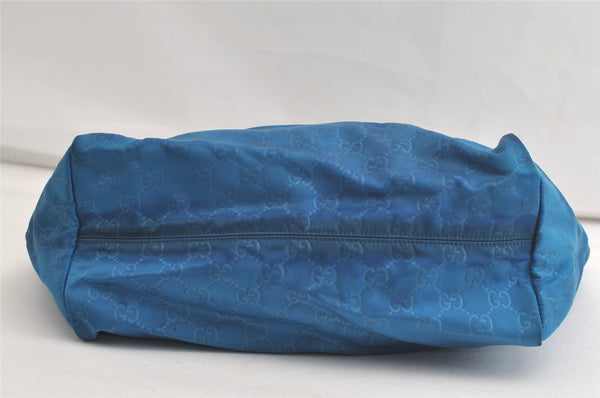 Authentic GUCCI Vintage Shoulder Tote Bag Nylon Leather 282439 Blue Junk 4522K