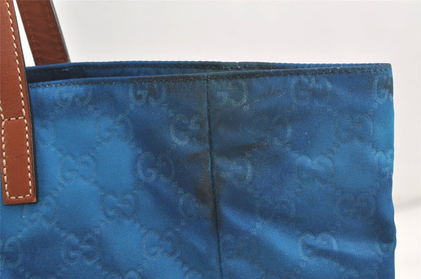 Authentic GUCCI Vintage Shoulder Tote Bag Nylon Leather 282439 Blue Junk 4522K