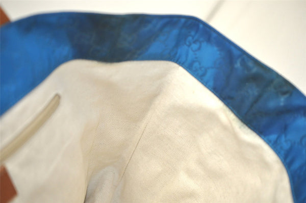 Authentic GUCCI Vintage Shoulder Tote Bag Nylon Leather 282439 Blue Junk 4522K