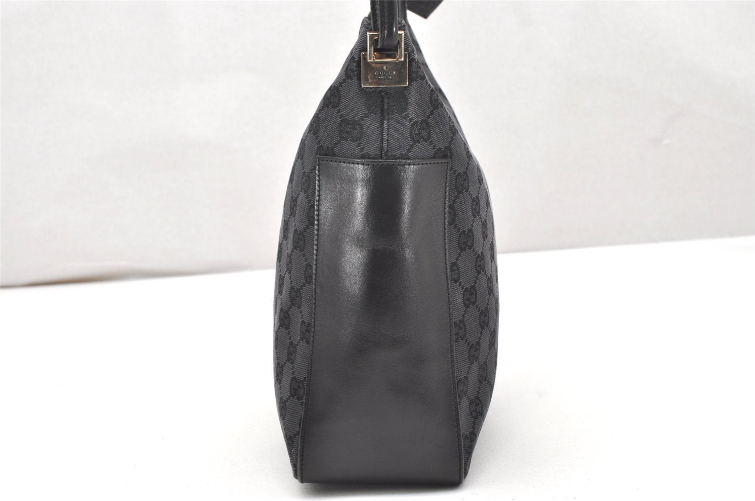 Authentic GUCCI Shoulder Hand Bag Purse GG Canvas Leather 0013766 Black 4523K