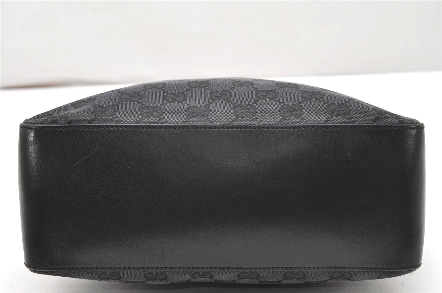 Authentic GUCCI Shoulder Hand Bag Purse GG Canvas Leather 0013766 Black 4523K