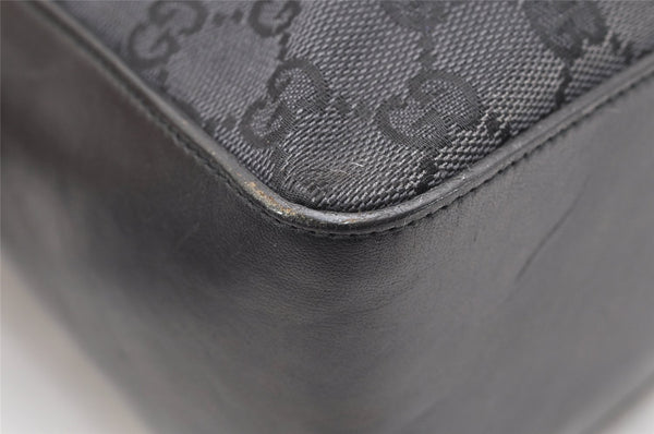 Authentic GUCCI Shoulder Hand Bag Purse GG Canvas Leather 0013766 Black 4523K