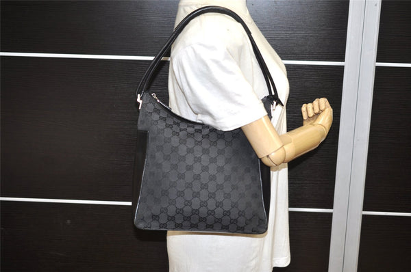 Authentic GUCCI Shoulder Hand Bag Purse GG Canvas Leather 0013766 Black 4523K