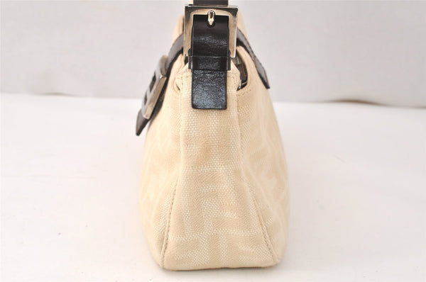 Authentic FENDI Vintage Zucca Shoulder Hand Bag Purse Canvas Leather Beige 4524K