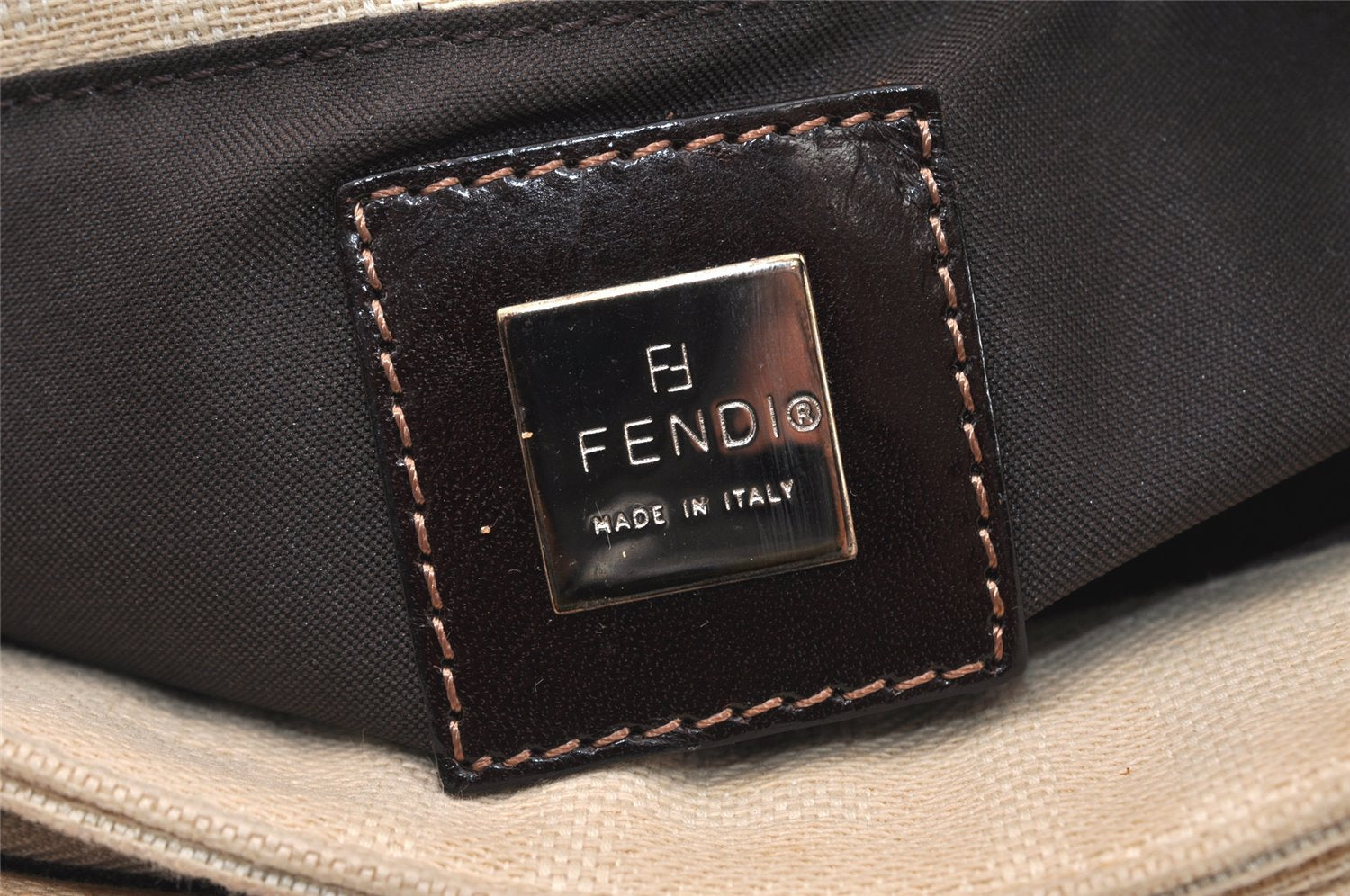 Authentic FENDI Vintage Zucca Shoulder Hand Bag Purse Canvas Leather Beige 4524K