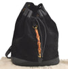 Authentic GUCCI Vintage Bamboo Drawstring Backpack Suede Leather Black 4525K