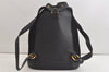 Authentic GUCCI Vintage Bamboo Drawstring Backpack Suede Leather Black 4525K