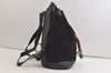 Authentic GUCCI Vintage Bamboo Drawstring Backpack Suede Leather Black 4525K