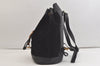 Authentic GUCCI Vintage Bamboo Drawstring Backpack Suede Leather Black 4525K