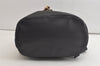 Authentic GUCCI Vintage Bamboo Drawstring Backpack Suede Leather Black 4525K
