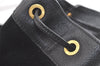 Authentic GUCCI Vintage Bamboo Drawstring Backpack Suede Leather Black 4525K