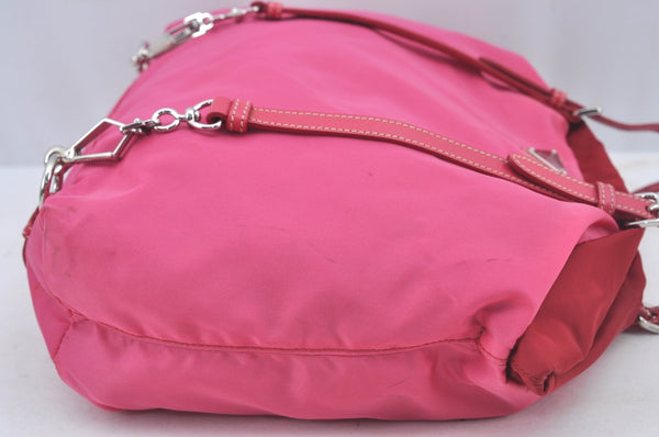 Authentic PRADA Nylon Tessuto Leather Shoulder Tote Bag Pink 4526K