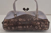 Authentic PRADA Vintage Leather Nappa Satin Hand Bag Purse Brown Purple 4527J