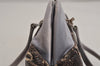 Authentic PRADA Vintage Leather Nappa Satin Hand Bag Purse Brown Purple 4527J