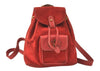 Authentic GUCCI Vintage Bamboo Drawstring Backpack Suede Leather Red 4527K
