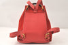 Authentic GUCCI Vintage Bamboo Drawstring Backpack Suede Leather Red 4527K