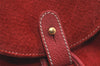 Authentic GUCCI Vintage Bamboo Drawstring Backpack Suede Leather Red 4527K
