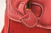 Authentic GUCCI Vintage Bamboo Drawstring Backpack Suede Leather Red 4527K