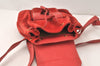 Authentic GUCCI Vintage Bamboo Drawstring Backpack Suede Leather Red 4527K