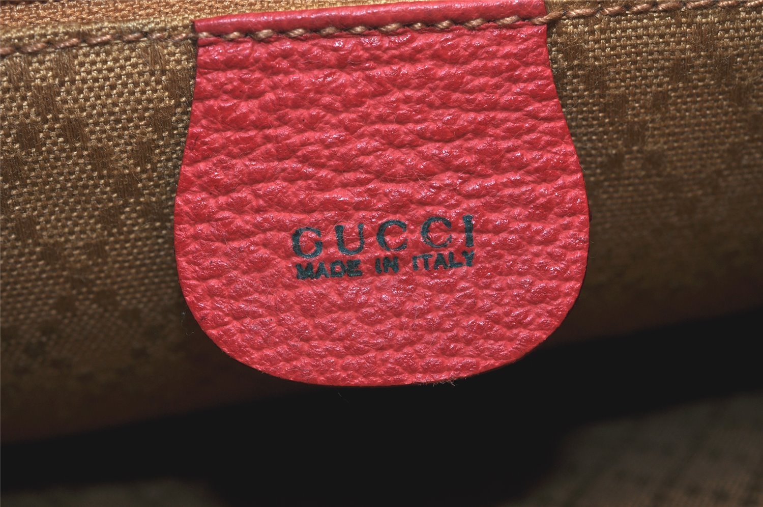 Authentic GUCCI Vintage Bamboo Drawstring Backpack Suede Leather Red 4527K