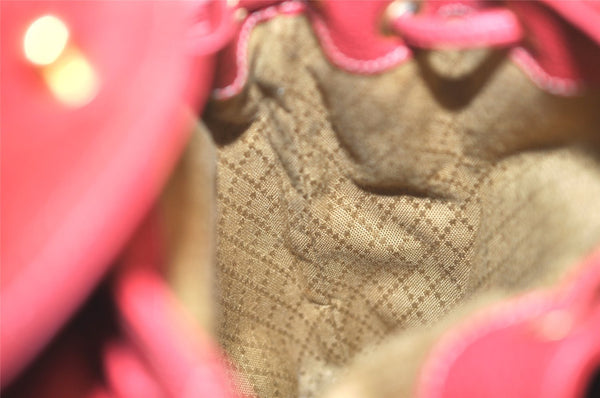 Authentic GUCCI Vintage Bamboo Drawstring Backpack Suede Leather Red 4527K