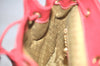 Authentic GUCCI Vintage Bamboo Drawstring Backpack Suede Leather Red 4527K