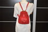 Authentic GUCCI Vintage Bamboo Drawstring Backpack Suede Leather Red 4527K