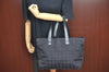 Authentic CHANEL New Travel Line Shoulder Tote Bag Nylon Leather Black 4528F