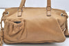 Authentic PRADA Tassel Leather Nappa Shoulder Hand Bag Purse Beige 4528K