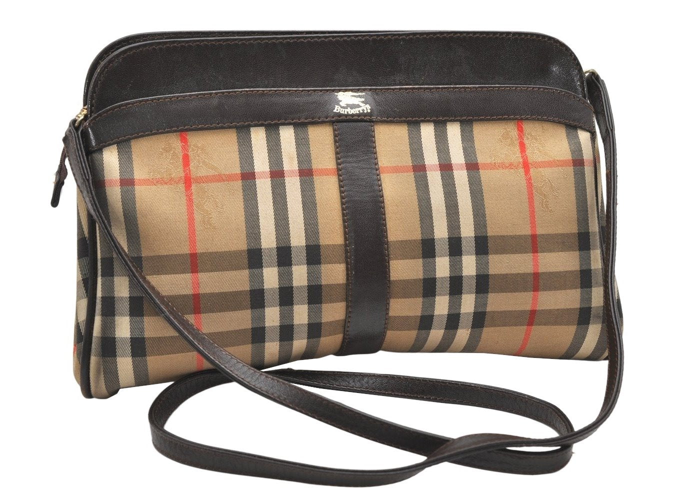 Authentic Burberrys Nova Check Shoulder Bag Canvas Leather Beige Junk 4529K