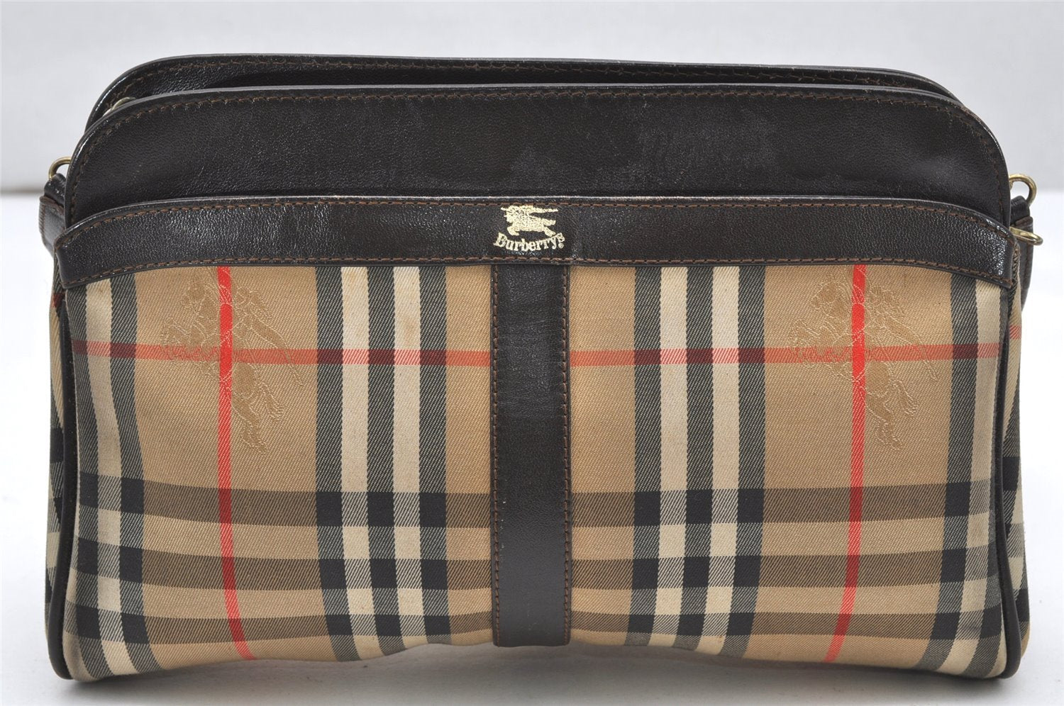 Authentic Burberrys Nova Check Shoulder Bag Canvas Leather Beige Junk 4529K
