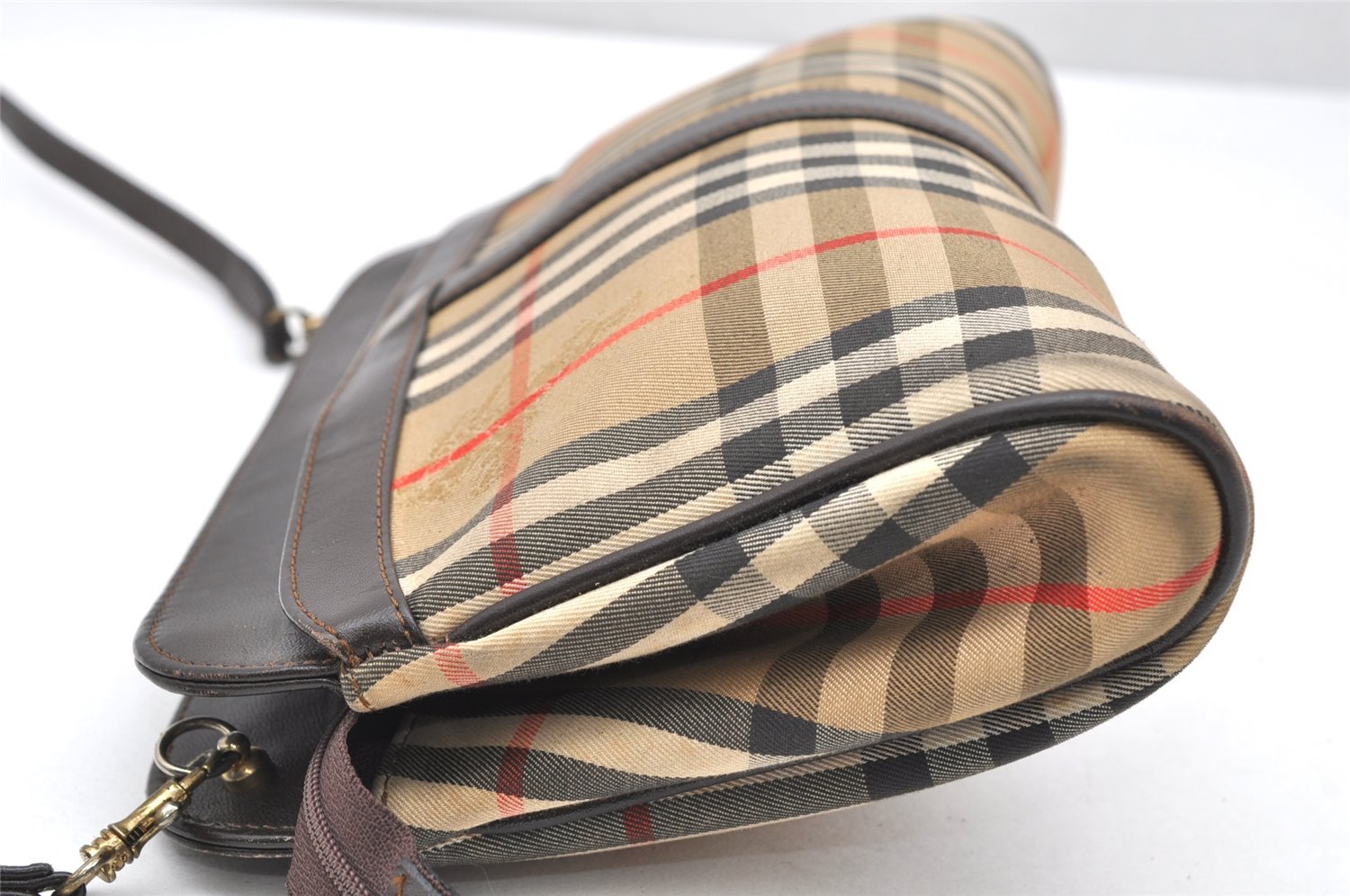 Authentic Burberrys Nova Check Shoulder Bag Canvas Leather Beige Junk 4529K