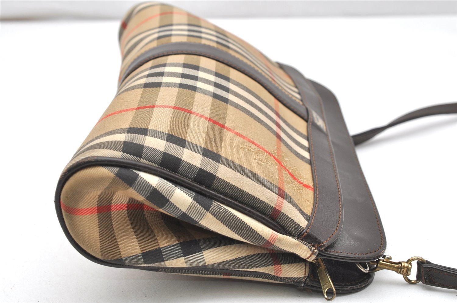 Authentic Burberrys Nova Check Shoulder Bag Canvas Leather Beige Junk 4529K